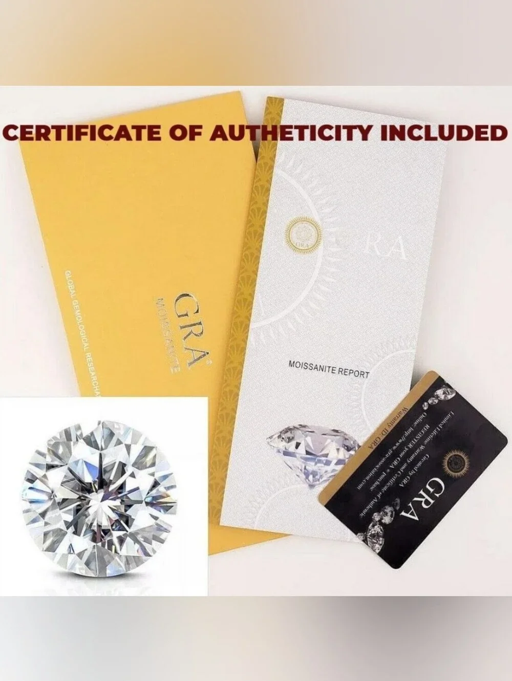 Genuine Moissanite 3 Carat Ring 18K White Gold Vermeil Size 8!